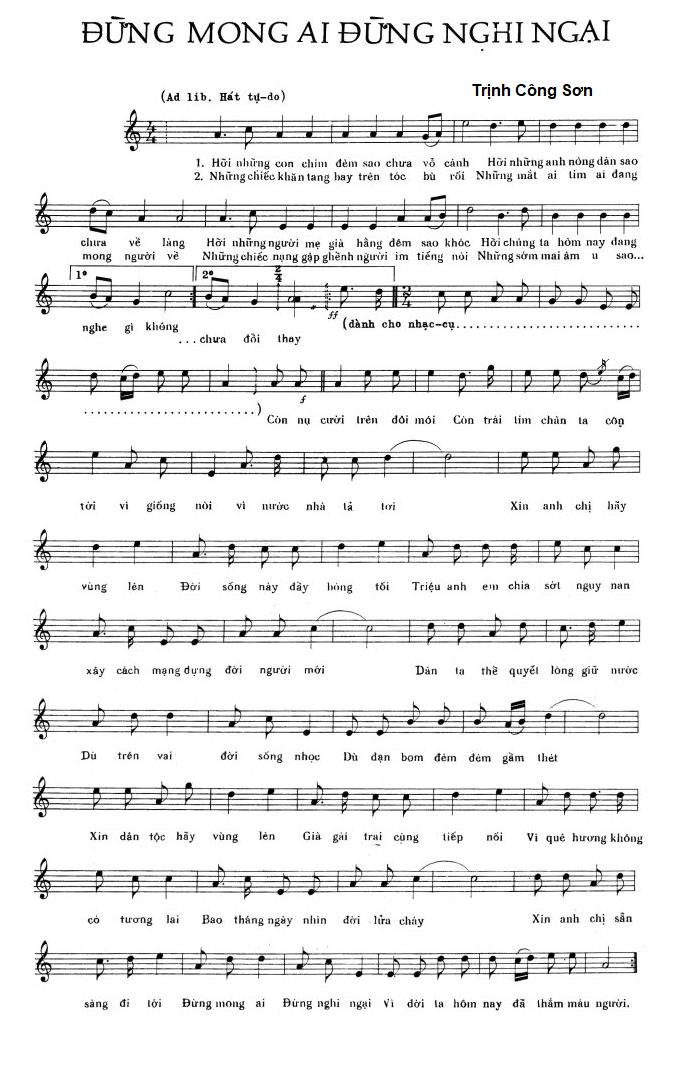 Sheet nhạc Đừng Mong Ai Đừng Nghi Ngại